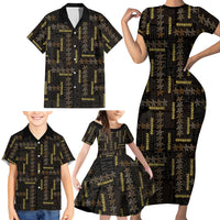 Hawaii Brown Plumeria Lei Black Family Matching Short Sleeve Bodycon Dress and Hawaiian Shirt Frangipani Floral Heritage Art LT01 - Polynesian Pride