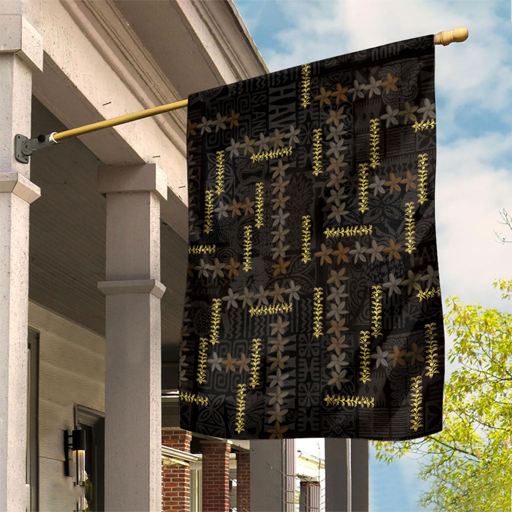 Hawaii Brown Plumeria Lei Black Garden Flag Frangipani Floral Heritage Art
