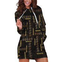 Hawaii Brown Plumeria Lei Black Hoodie Dress Frangipani Floral Heritage Art