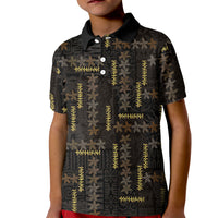 Hawaii Brown Plumeria Lei Black Kid Polo Shirt Frangipani Floral Heritage Art LT01 Kid Black - Polynesian Pride