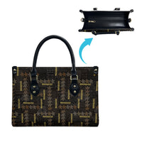 Hawaii Brown Plumeria Lei Black Leather Bag Frangipani Floral Heritage Art