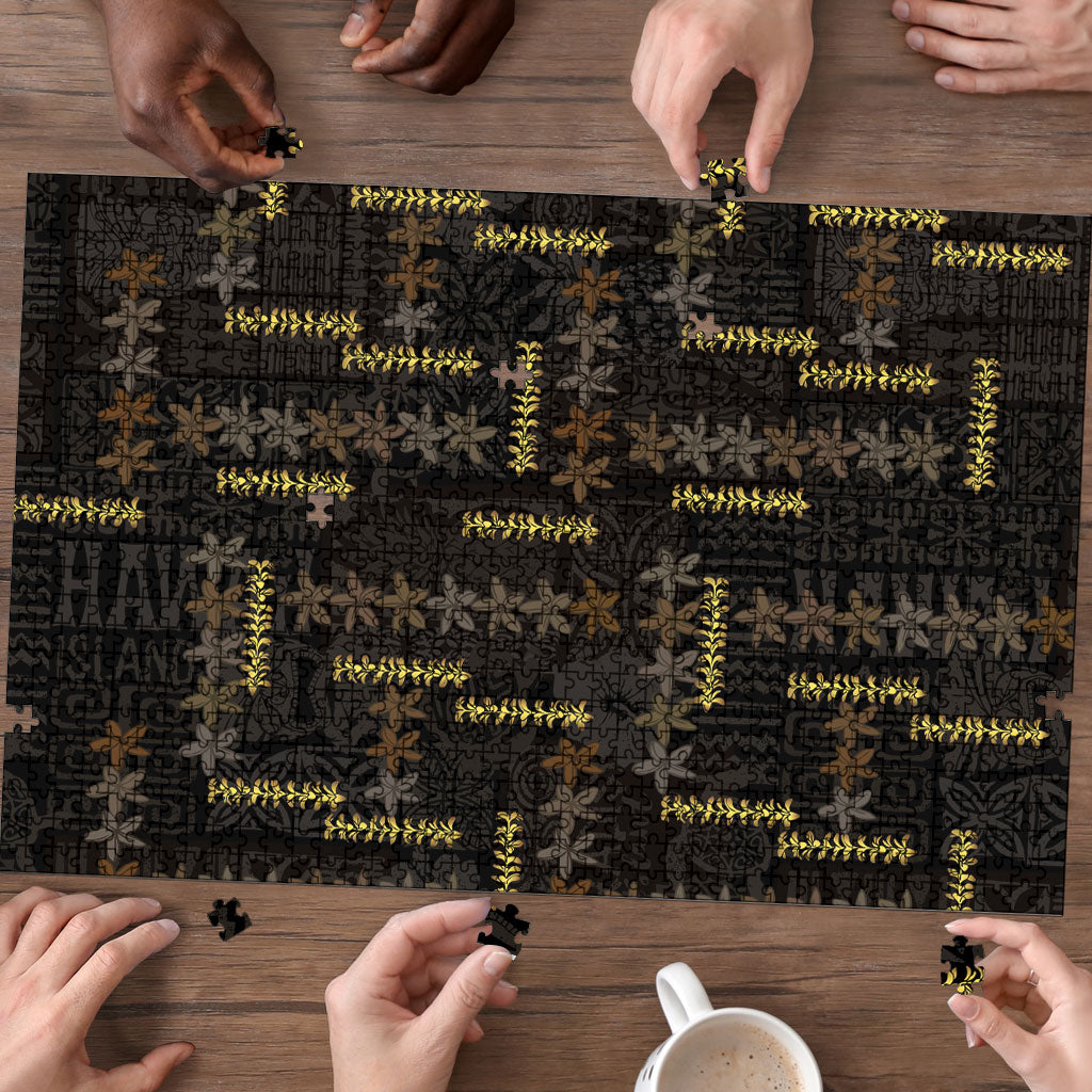 Hawaii Brown Plumeria Lei Black Puzzle Frangipani Floral Heritage Art