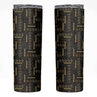 Hawaii Brown Plumeria Lei Black Skinny Tumbler Frangipani Floral Heritage Art LT01 Black - Polynesian Pride