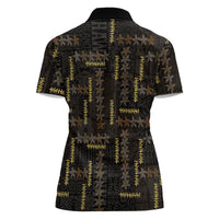 Hawaii Brown Plumeria Lei Black Women Polo Shirt Frangipani Floral Heritage Art