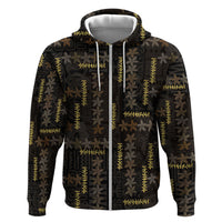 Hawaii Brown Plumeria Lei Black Zip Hoodie Frangipani Floral Heritage Art