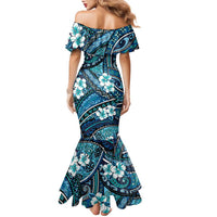 Polynesian Hibiscus Tropical Blue Floral Family Matching Mermaid Dress and Hawaiian Shirt Tribal Pattern LT01 - Polynesian Pride