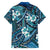 Polynesian Hibiscus Tropical Blue Floral Family Matching Off The Shoulder Long Sleeve Dress and Hawaiian Shirt Tribal Pattern - Polynesian Pride