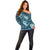 Polynesian Hibiscus Tropical Blue Floral Off Shoulder Sweater Tribal Pattern - Polynesian Pride