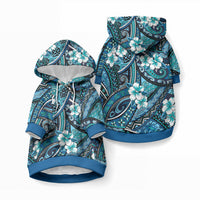 Polynesian Hibiscus Tropical Blue Floral Pet Hoodie Tribal Pattern LT01 Pullover Blue - Polynesian Pride