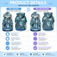 Polynesian Hibiscus Tropical Blue Floral Pet Hoodie Tribal Pattern LT01 - Polynesian Pride