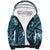 Polynesian Hibiscus Tropical Blue Floral Sherpa Hoodie Tribal Pattern - Polynesian Pride