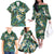 Polynesian Hibiscus Tropical Green Floral Family Matching Off The Shoulder Long Sleeve Dress and Hawaiian Shirt Tribal Pattern - Polynesian Pride
