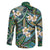 Polynesian Hibiscus Tropical Green Floral Family Matching Off The Shoulder Long Sleeve Dress and Hawaiian Shirt Tribal Pattern - Polynesian Pride