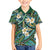 Polynesian Hibiscus Tropical Green Floral Family Matching Off The Shoulder Long Sleeve Dress and Hawaiian Shirt Tribal Pattern - Polynesian Pride