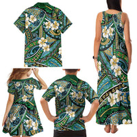 Polynesian Hibiscus Tropical Green Floral Family Matching Tank Maxi Dress and Hawaiian Shirt Tribal Pattern LT01 - Polynesian Pride