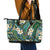 Polynesian Hibiscus Tropical Green Floral Leather Tote Bag Tribal Pattern - Polynesian Pride