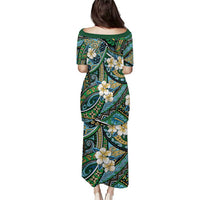 Polynesian Hibiscus Tropical Green Floral Puletasi Tribal Pattern - Polynesian Pride