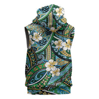 Polynesian Hibiscus Tropical Green Floral Sleeveless Zip Hoodie Tribal Pattern LT01 - Polynesian Pride
