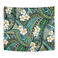 Polynesian Hibiscus Tropical Green Floral Tapestry Tribal Pattern - Polynesian Pride