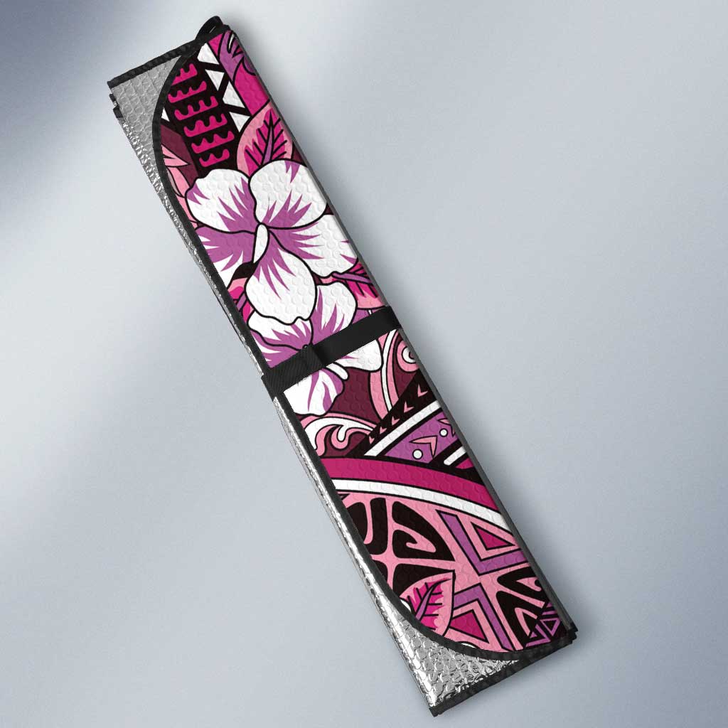 Polynesian Hibiscus Tropical Pink Floral Auto Sun Shade Tribal Pattern - Polynesian Pride