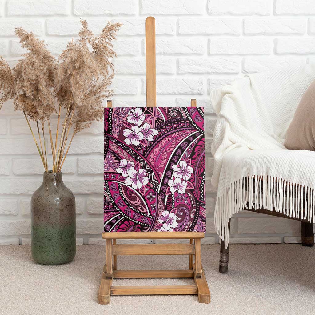 Polynesian Hibiscus Tropical Pink Floral Canvas Wall Art Tribal Pattern - Polynesian Pride