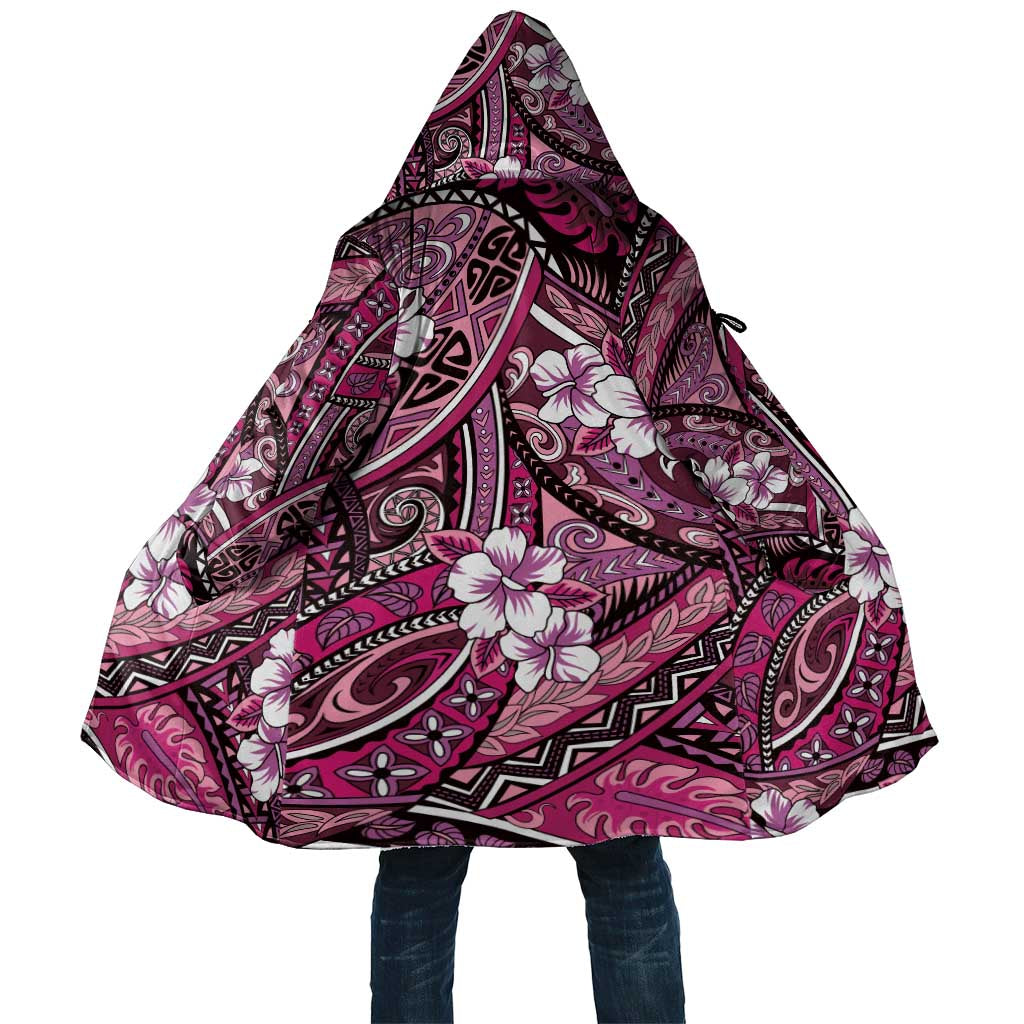 Polynesian Hibiscus Tropical Pink Floral Cloak Tribal Pattern LT01 Unisex Pink - Polynesian Pride