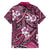 Polynesian Hibiscus Tropical Pink Floral Family Matching Off The Shoulder Long Sleeve Dress and Hawaiian Shirt Tribal Pattern - Polynesian Pride
