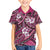 Polynesian Hibiscus Tropical Pink Floral Family Matching Off The Shoulder Long Sleeve Dress and Hawaiian Shirt Tribal Pattern - Polynesian Pride