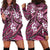 Polynesian Hibiscus Tropical Pink Floral Hoodie Dress Tribal Pattern - Polynesian Pride