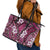 Polynesian Hibiscus Tropical Pink Floral Leather Tote Bag Tribal Pattern - Polynesian Pride