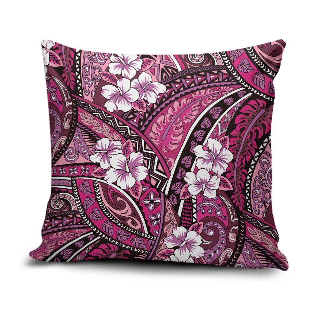 Polynesian Hibiscus Tropical Pink Floral Pillow Cover Tribal Pattern LT01 Pink - Polynesian Pride