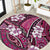 Polynesian Hibiscus Tropical Pink Floral Round Carpet Tribal Pattern - Polynesian Pride