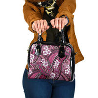 Polynesian Hibiscus Tropical Pink Floral Shoulder Handbag Tribal Pattern - Polynesian Pride