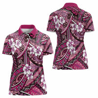 Polynesian Hibiscus Tropical Pink Floral Women Polo Shirt Tribal Pattern LT01 - Polynesian Pride
