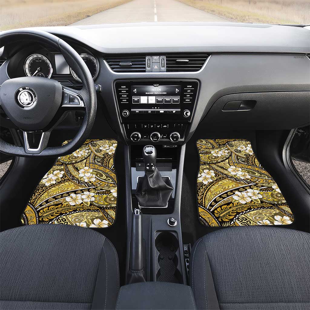 Polynesian Hibiscus Tropical Yellow Floral Car Mats Tribal Pattern - Polynesian Pride