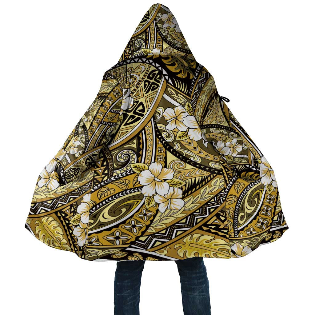 Polynesian Hibiscus Tropical Yellow Floral Cloak Tribal Pattern LT01 Unisex Yellow - Polynesian Pride