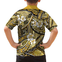 Polynesian Hibiscus Tropical Yellow Floral Family Matching Long Sleeve Bodycon Dress and Hawaiian Shirt Tribal Pattern LT01 - Polynesian Pride