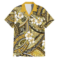 Polynesian Hibiscus Tropical Yellow Floral Family Matching Mermaid Dress and Hawaiian Shirt Tribal Pattern LT01 Dad's Shirt - Short Sleeve Yellow - Polynesian Pride