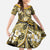 Polynesian Hibiscus Tropical Yellow Floral Family Matching Off The Shoulder Long Sleeve Dress and Hawaiian Shirt Tribal Pattern - Polynesian Pride