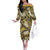 Polynesian Hibiscus Tropical Yellow Floral Family Matching Off The Shoulder Long Sleeve Dress and Hawaiian Shirt Tribal Pattern - Polynesian Pride