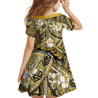 Polynesian Hibiscus Tropical Yellow Floral Family Matching Off Shoulder Maxi Dress and Hawaiian Shirt Tribal Pattern LT01 - Polynesian Pride
