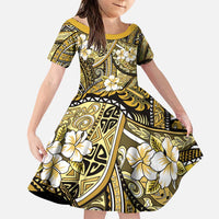 Polynesian Hibiscus Tropical Yellow Floral Family Matching Puletasi and Hawaiian Shirt Tribal Pattern - Polynesian Pride