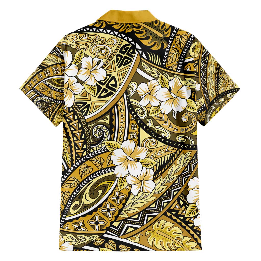 Polynesian Hibiscus Tropical Yellow Floral Family Matching Summer Maxi Dress and Hawaiian Shirt Tribal Pattern LT01 - Polynesian Pride