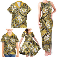 Polynesian Hibiscus Tropical Yellow Floral Family Matching Tank Maxi Dress and Hawaiian Shirt Tribal Pattern LT01 - Polynesian Pride