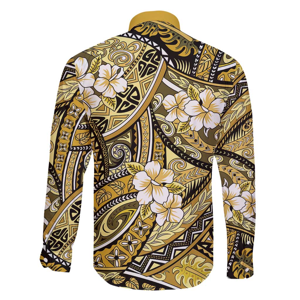 Polynesian Hibiscus Tropical Yellow Floral Family Matching Tank Maxi Dress and Hawaiian Shirt Tribal Pattern LT01 - Polynesian Pride