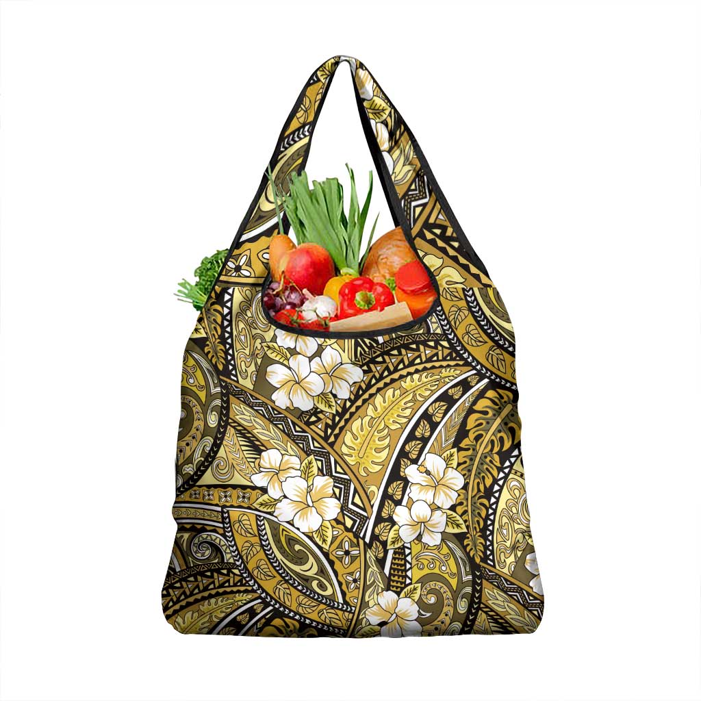 Polynesian Hibiscus Tropical Yellow Floral Grocery Bag Tribal Pattern LT01 1-pack One Size Yellow - Polynesian Pride