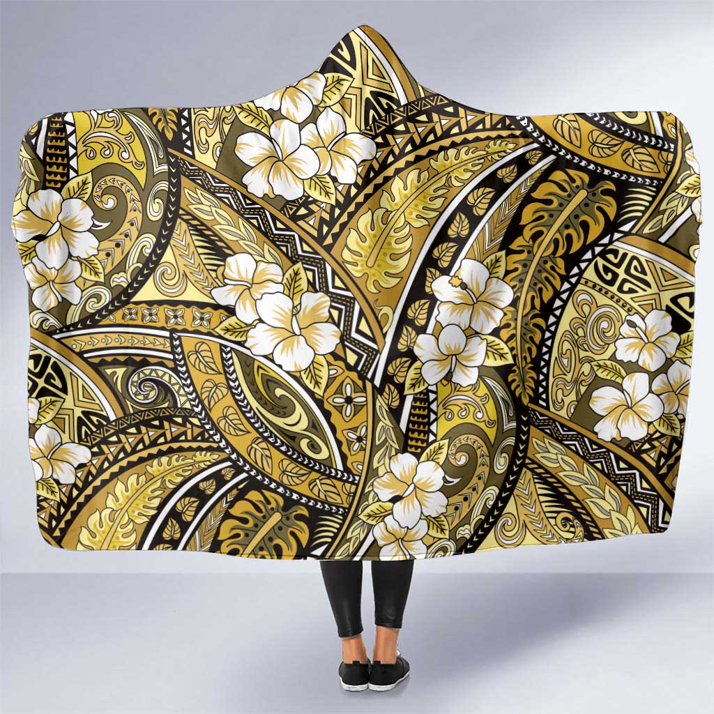 Polynesian Hibiscus Tropical Yellow Floral Hooded Blanket Tribal Pattern LT01 One Size Yellow - Polynesian Pride