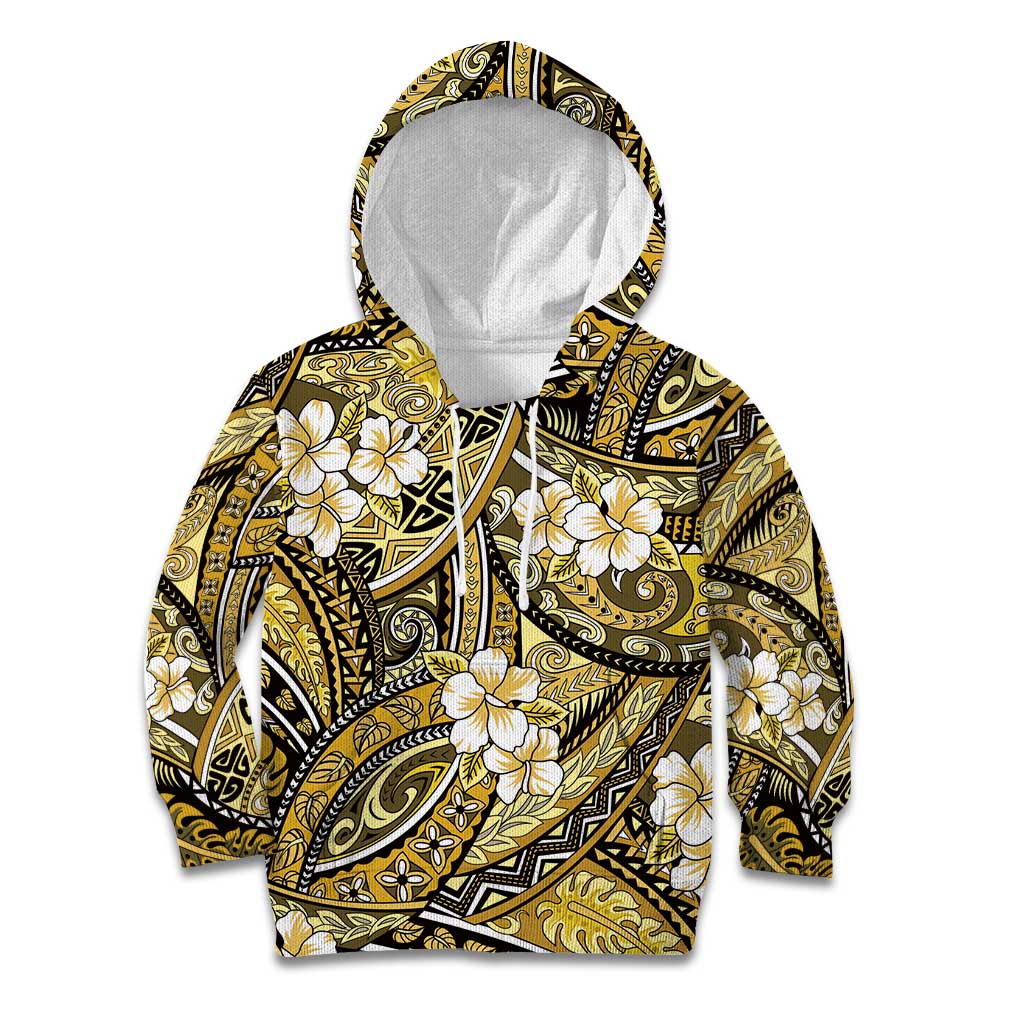 Polynesian Hibiscus Tropical Yellow Floral Kid Hoodie Tribal Pattern LT01 Hoodie Yellow - Polynesian Pride