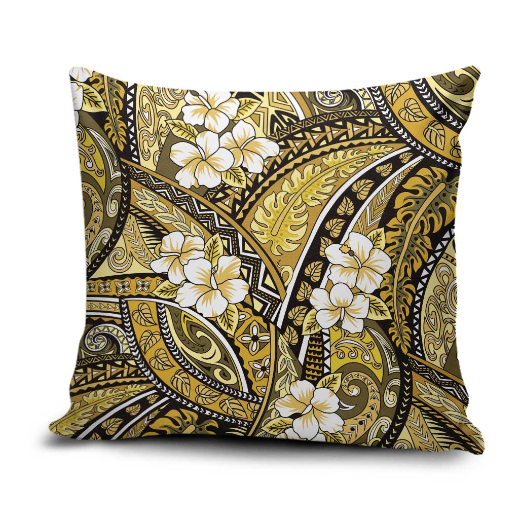 Polynesian Hibiscus Tropical Yellow Floral Pillow Cover Tribal Pattern LT01 Yellow - Polynesian Pride