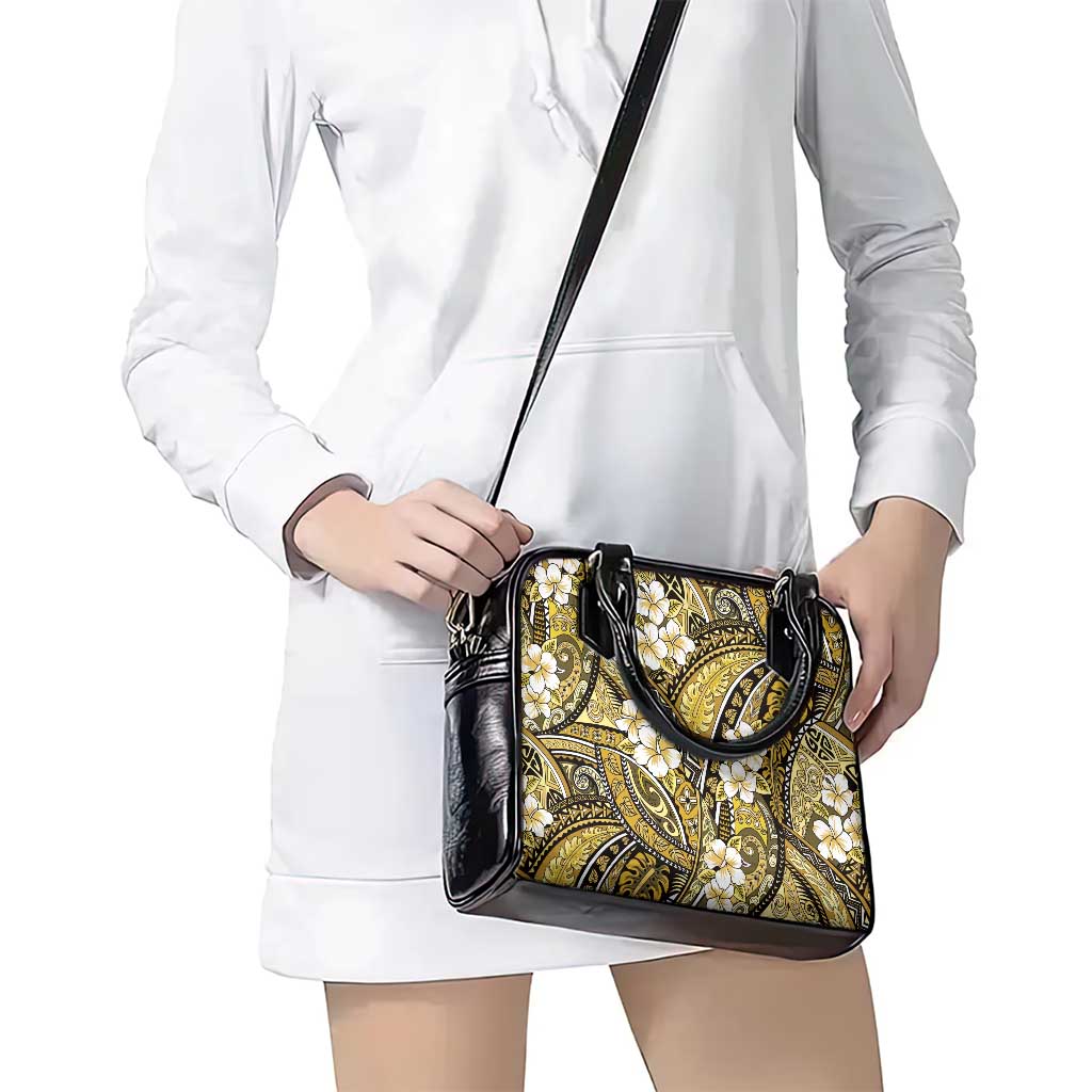 Polynesian Hibiscus Tropical Yellow Floral Shoulder Handbag Tribal Pattern - Polynesian Pride